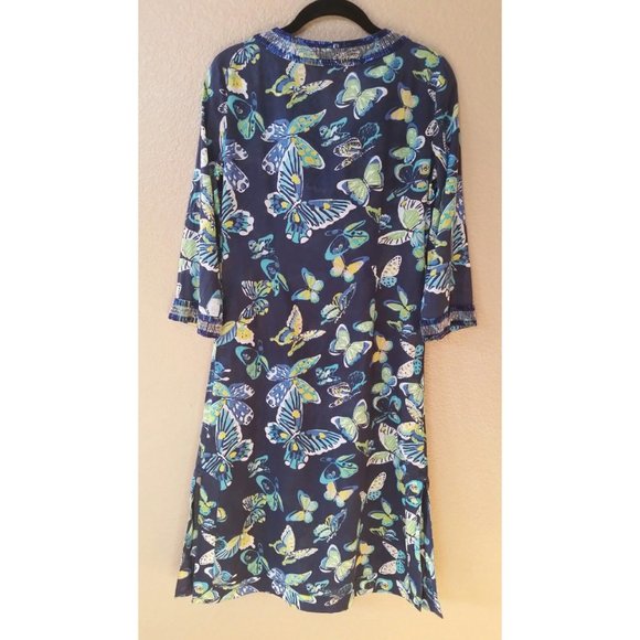 TORY BURCH jewel beaded Butterfly Tunic Kaftan Dress Size 2 MSRP $398 - Picture 7 of 9